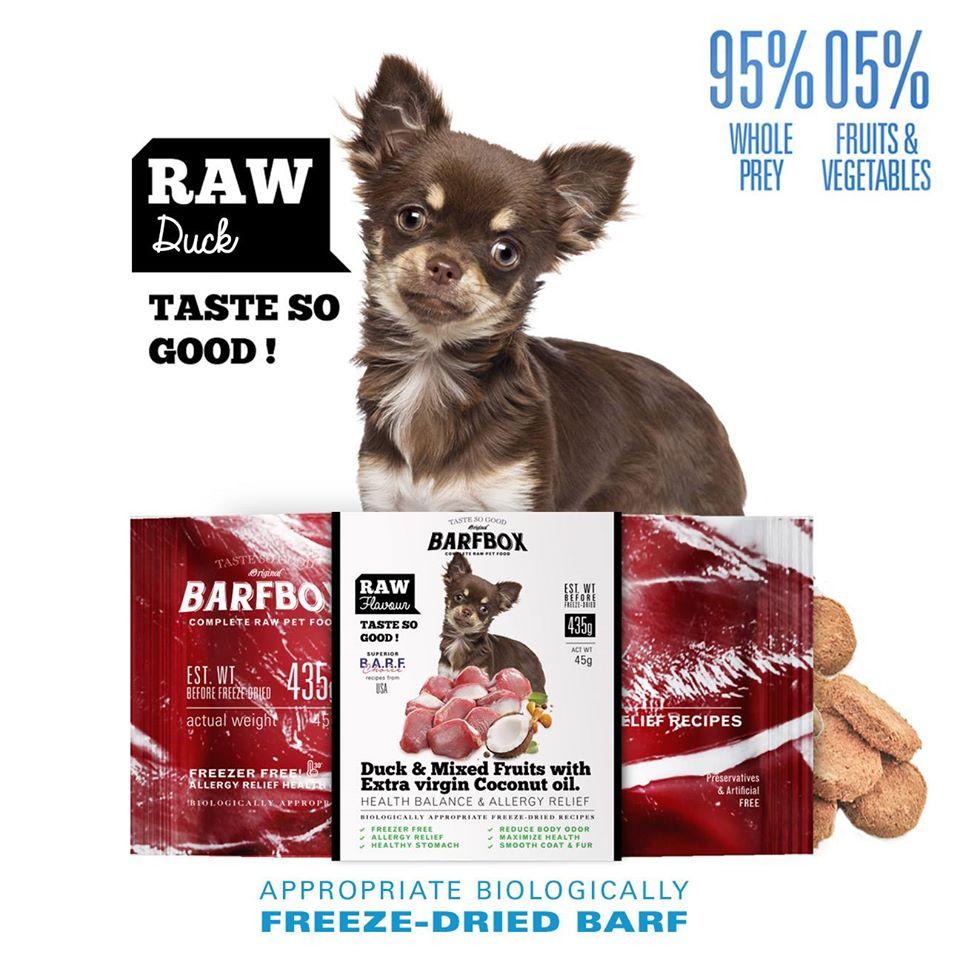 Barfbox Dog อาหารสุนัข อาหารบาร์ฟ ฟรีซดราย สูตรเนื้อเป็ดและผักรวม สำหรับสุนัขพันธุ์เล็ก (45 กรัม/แพ็ค) x 2 แพ็ค