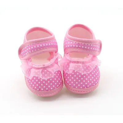 Boboramall Baby Girl Summer Toddler Shoes Pink Polka Dot Lace Soft Sling First Pacers Toddler Baby Girl Shoes