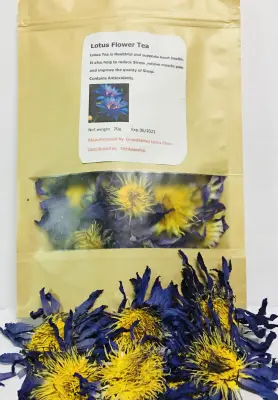 ชาดอกบัวอียิปต์สีน้ำเงินอบแห้ง Dried Blue Louts Flowers 20g. Organic บำรุงหัวใจ ผ่อนคลายเครียด มีสารต้านอนุมูลอิสระ กลิ่นหอมธรรมชาติ ไม่เจือสารใด