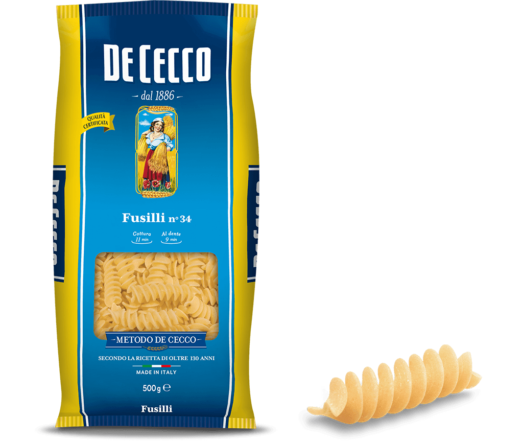 พาสต้า ฟูซิลลี่ เบอร์.34 - ดีเชคโก้, 500 กรัม Pasta Fusilli No.34 - De Cecco, 500 grs