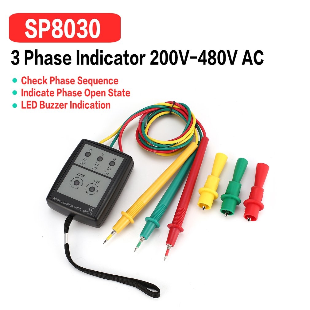 Buy 3 Phase Indicator, SP8030 Digital Phase Rotation Indicator Sequence Presence Detector Meter With Led And Buzzer 60 V To 600v Ac Phase Angle