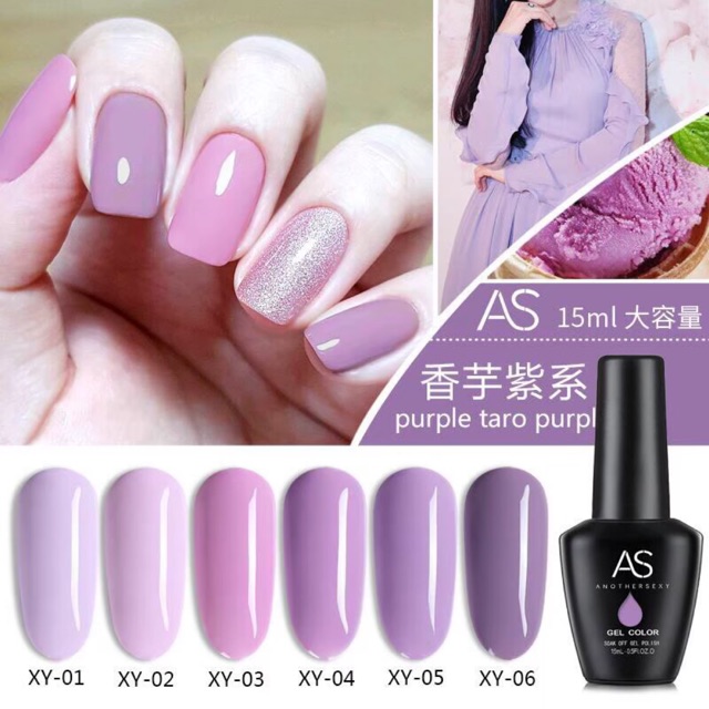 สีเจล As 15ml. โทนม่วงชมพูพาสเทล purple taro purpl XY01-06