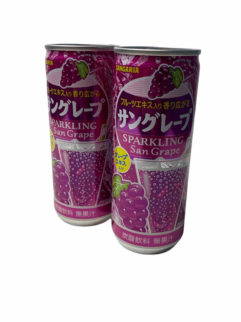 SANGARIA SPARKLING San Grape 250g กระป๋อง สีม่วง สินค้านำเข้าจากญี่ปุ่น รส องุ่น 1SETCOMBO/จำนวน 2 กระป๋อง/บรรจุ 500g ราคาพิเศษ สินค้าพร้อมส่ง