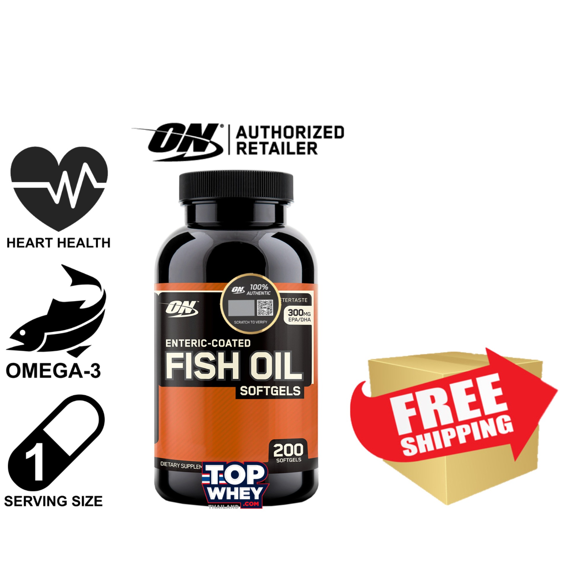 Optimum Nutrition Enteric Coated Fish Oil Omega 3 - 200 Softgels ...