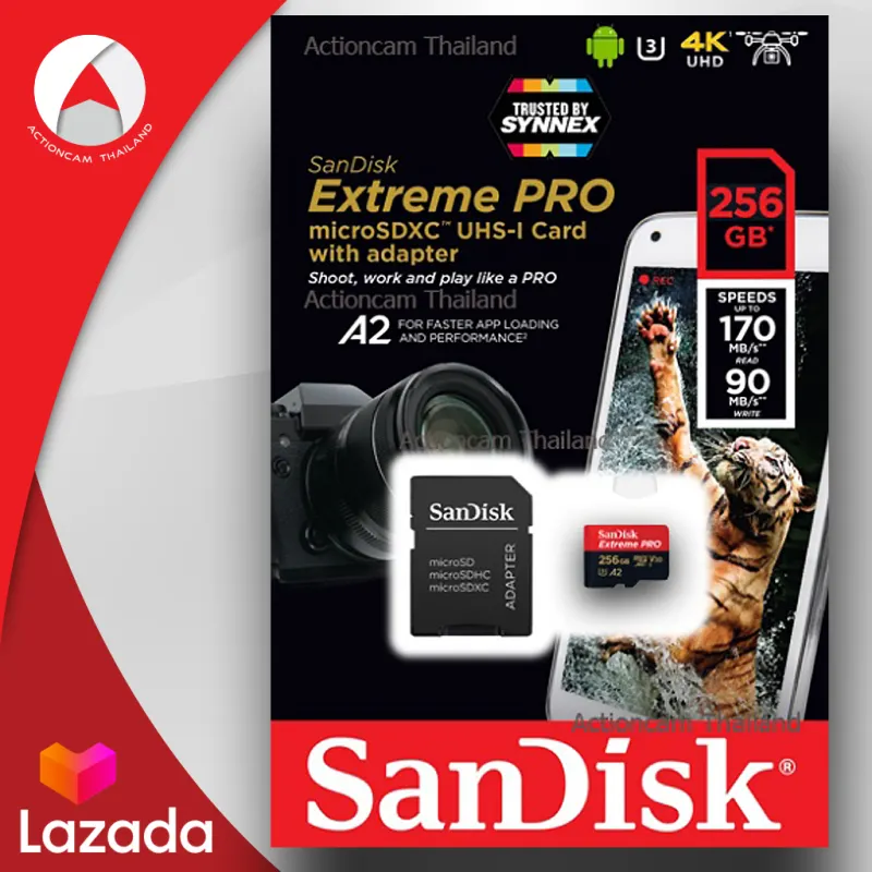 ภาพสินค้าSanDisk Extreme Pro Micro SD Card SDHC 32GB SDXC 64GB 128GB 256GB 512 GB 1TB Speed R/W 200/140MB/s (SDSQXCD) เมมโมรี่ การ์ด Gopro8 Gopro9 Drone จากร้าน Actioncam Thailand บน Lazada ภาพที่ 2