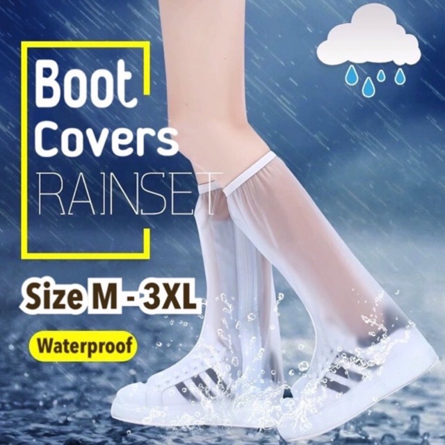 พร้อมส่ง‼️ รองเท้ากันฝน ☔️ ถุงหุ้มรองเท้า ถุงคลุมรองเท้ากันน้ำ Size M -3XL แบบยาว
