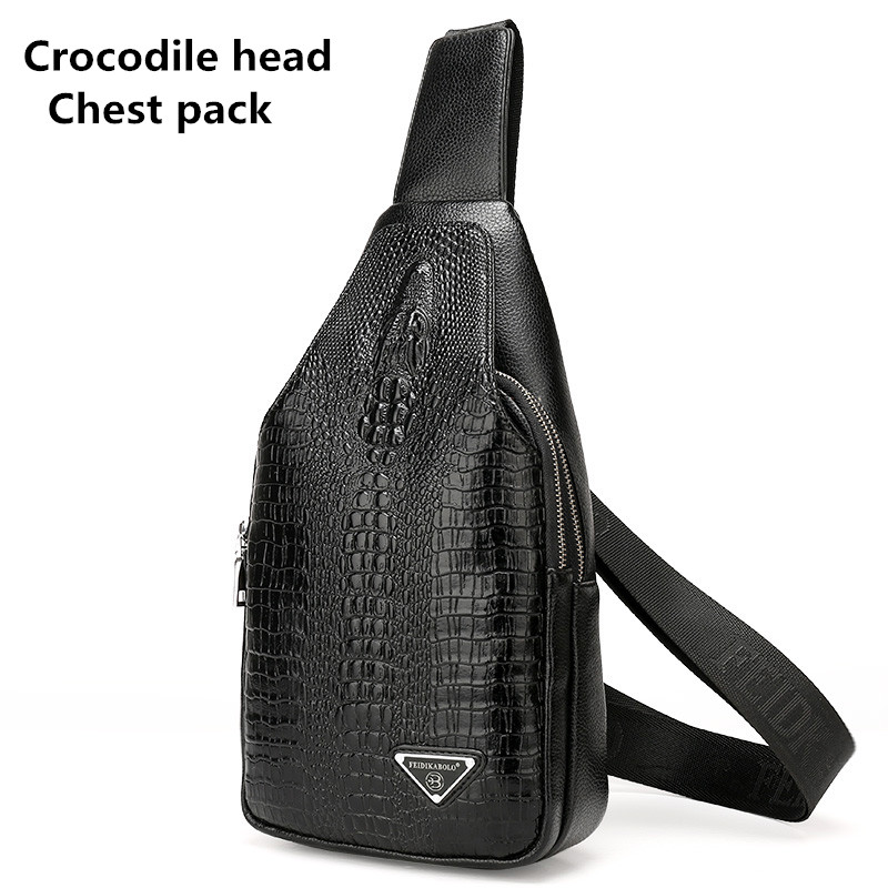 FEIDIKABOLO 3D Crocodile Men Chest Pack Leather Travel Men's Crossbody Bags Male Shoulder Bag Back Bag Rucksack Men Clutch Purse