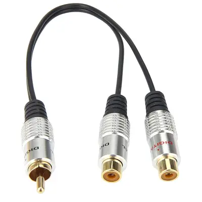metal RCA Female to Dual 2-RCA Male Gold Plated Adapter Stereo Splitter Y Audio Cable(RCA F-2 RCA M) (1 Male to 2 Female)