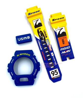 กรอบสาย G-SHOCK แท้? กรอบน้ำเงิน สายเหลืองด้าน สกรีนลาย SPOON ใส่ได้รับรุ่น GD-X6900 กรอบสาย G-SHOCK แท้? กรอบน้ำเงิน สายเหลืองด้าน สกรีนลาย SPOON ใส่ได้รับรุ่น GD-X6900