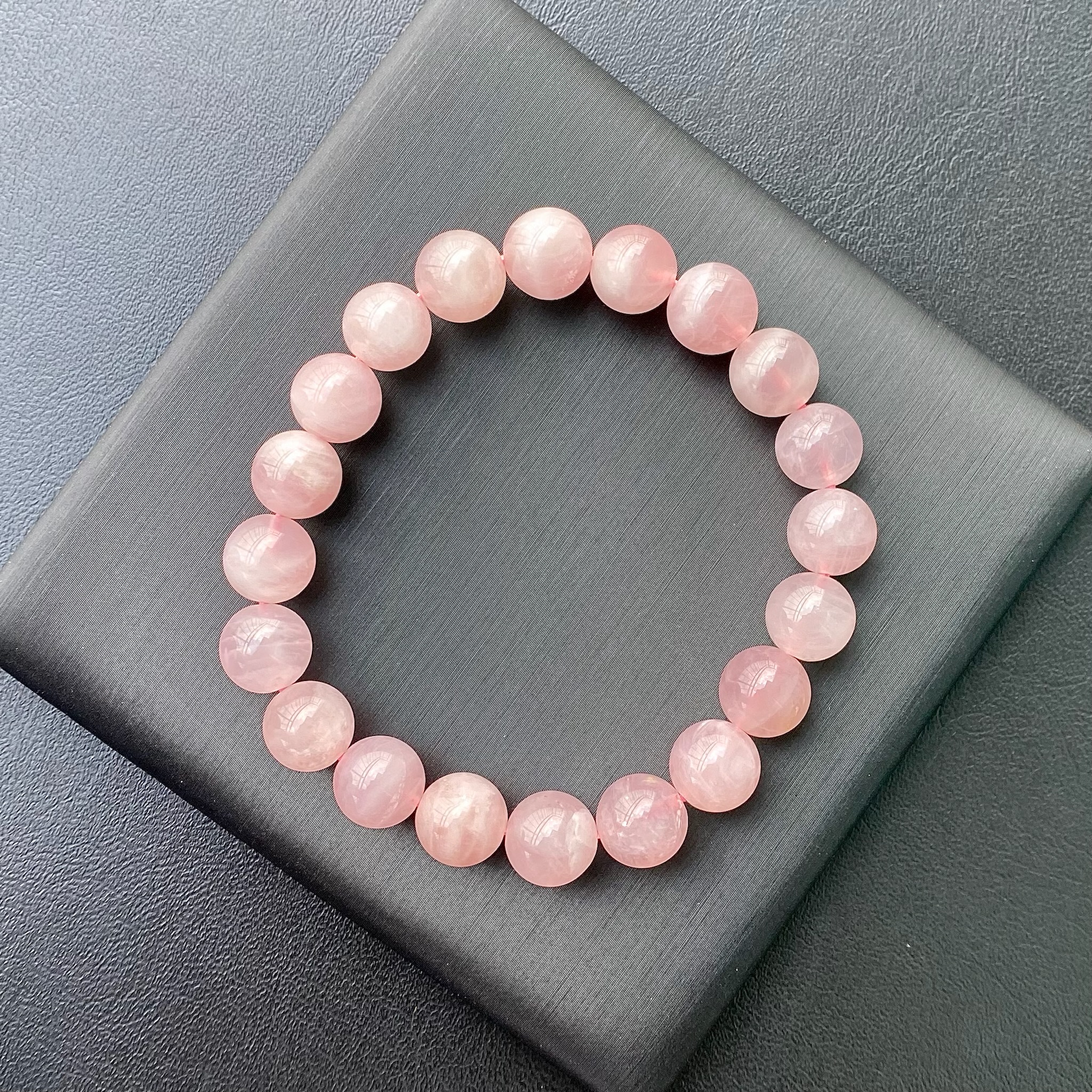 กำไลหินแท้โรสควอตซ์ จากประเทศบราซิล (Brazil Rose Quartz) 9.5mm สีหวาน ...