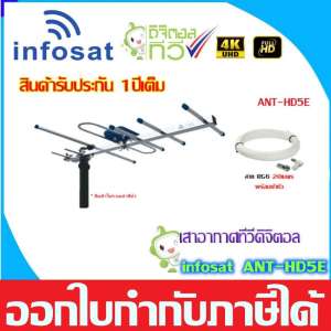 ชุดเสาอากาศทีวีดิจิตอล INFOSAT 5E พร้อมสาย RG6 20เมตร