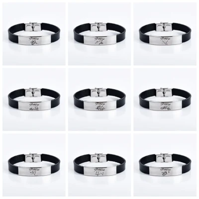 Kpop Stray kids bracelet Bangles birthday name Signature series stainless steel engraved bracelet 2019 new korean fashion style