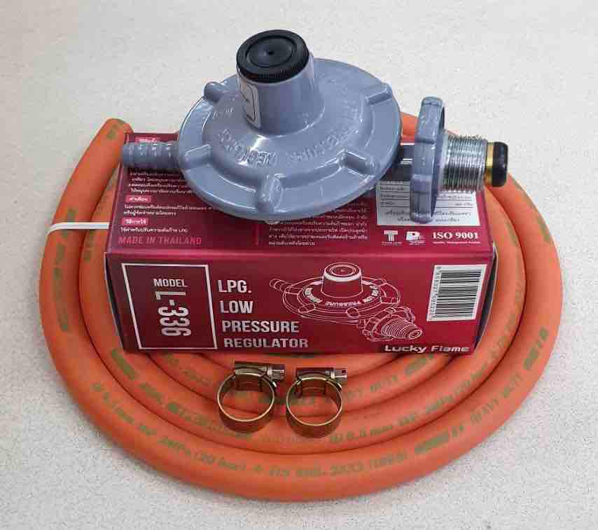 ?? ส่งด่วน Kerry ฟรี ?? หัวปรับแรงดันต่ำ ลัคกี้เฟลม L-336 รุ่นใหม่ พร้อมสายแก๊ส NCR คุณภาพสูง มาตรฐาน มอก. 2 เมตร ตัวรัด 2 ตัว