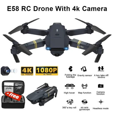 (ส่งมาจากประเทศไทย)โดรนบังคับ E58 WIFI FPV With Wide Angle HD 1080P 4K Camera โดรนติดกล้อง Hight Hold Mode Foldable Arm RC Quadcopter Drone โดรนบังคับ X Pro RTF Dron For Gift