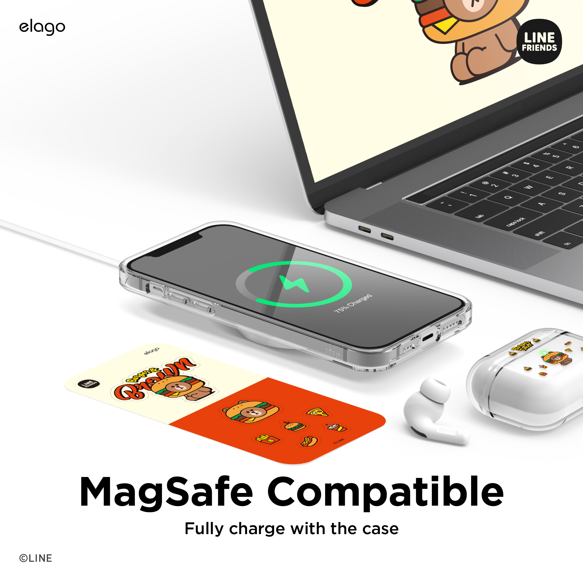 Porte-cartes Magnétique Elago X LINE Friends - Compatible MagSafe IPhone 12-15