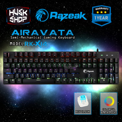 คีบอร์ดเกมมิ่ง Razeak RK-X14 (Blue Switch) Semi-Mechanical Keyboard Airvata 9โหมดไฟ ประกัน 1 ปี คีบอร์ดเกมมิ่ง Razeak RK-X14 (Blue Switch) Semi-Mechanical Keyboard Airvata 9โหมดไฟ ประกัน 1 ปี