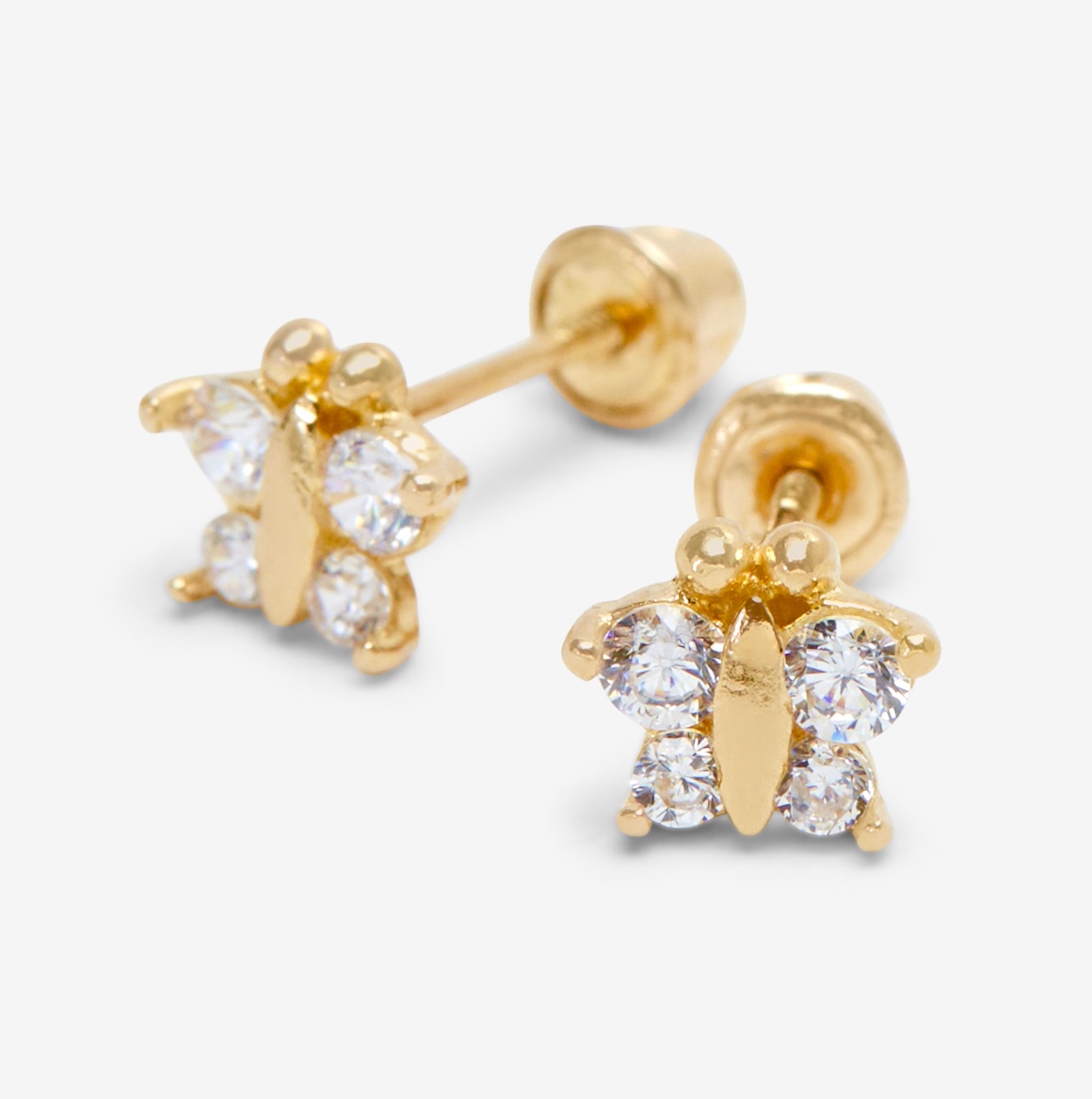 ต่างหูเล็กรูปผีเสื้อทองคำ 14k Yellow Gold Butterfly Childrens Earrings