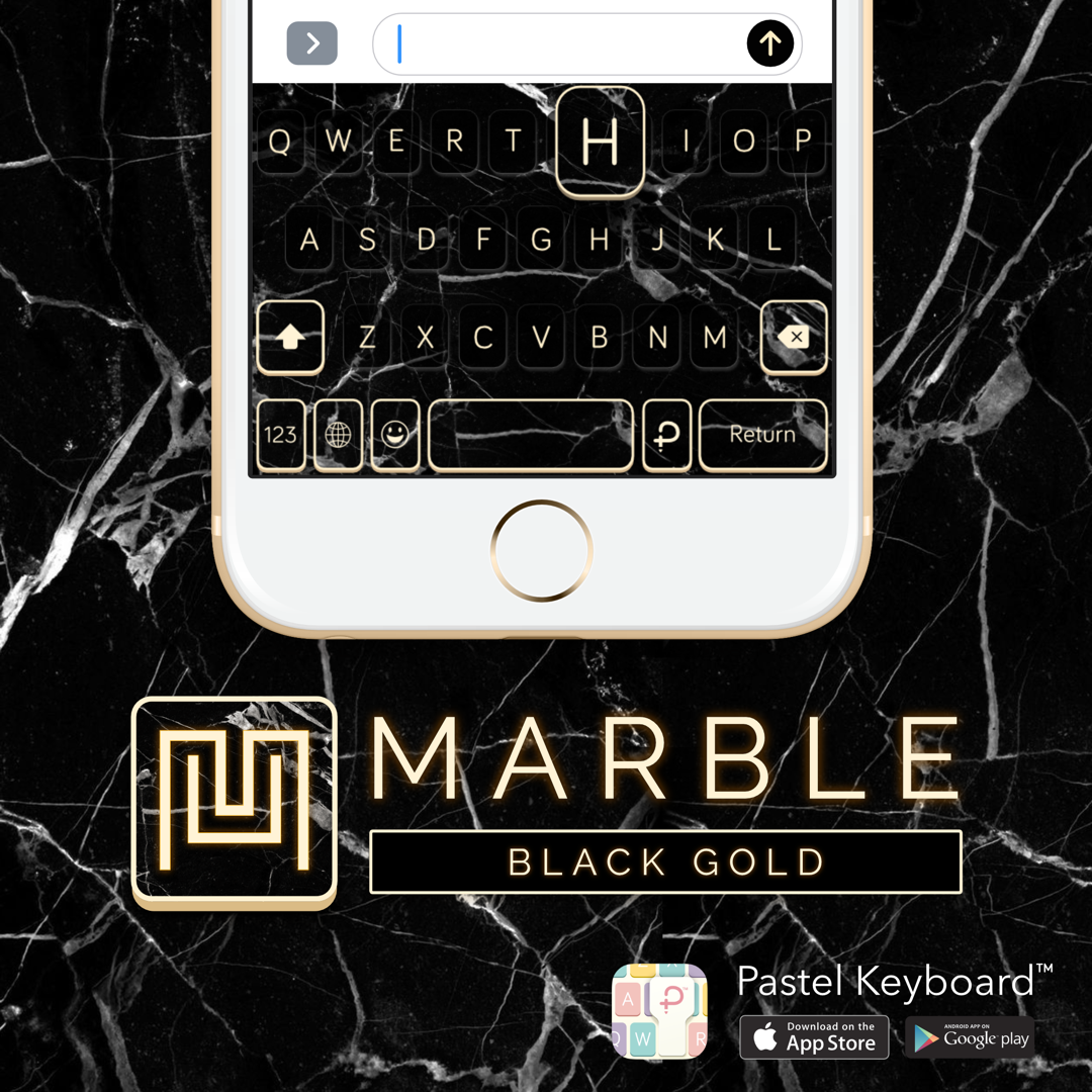 Marble Black Gold Keyboard Theme⎮(E-Voucher) for Pastel Keyboard App