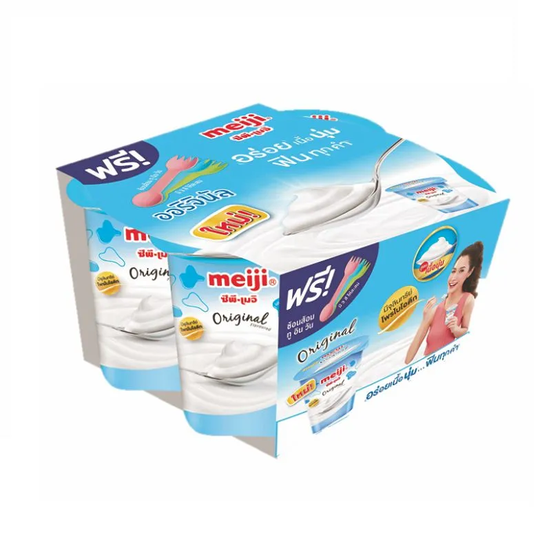 เมจิ โยเกิร์ตรสธรรมชาติ 135 กรัม x 4 ถ้วย/Meiji yoghurt natural flavor 135 grams x 4 cups