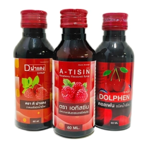 ภาพหน้าปกสินค้าA-Tisin-Dฝาแดง-Dolphen Syrup น้ำหวานเข้มข้นกลิ่นผลไม้ 60ml. 3 ขวด ที่เกี่ยวข้อง