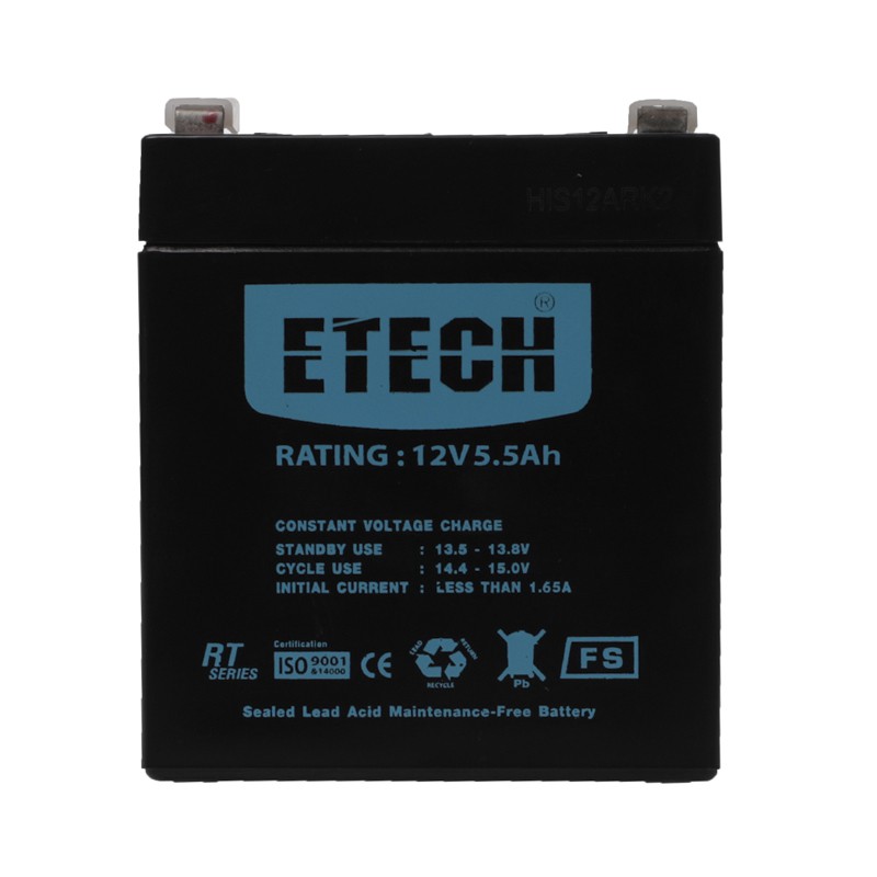 (ของแท้) จำนวน 1 ชิ้น ETECH Battery 5.5Ah 12V ประกัน 1Y