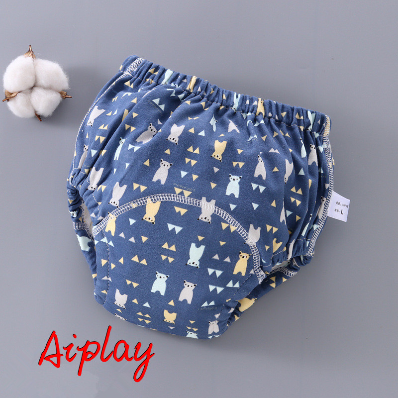 Aiplay 1 ชิ้นเด็กผ้าอ้อมผ้าล้างทำความสะอาดได้ 6-layer ตาข่ายการเรียนรู้กางเกงเด็กระบายอากาศกันน้ำกางเกงฝึกอบรม