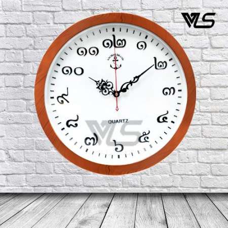 นาฬิกาแขวนตราสมอ Anchor Brand No.61 สีน้ำตาลเข้มลายไม้ เลขไทย ขนาด 14 นิ้ว