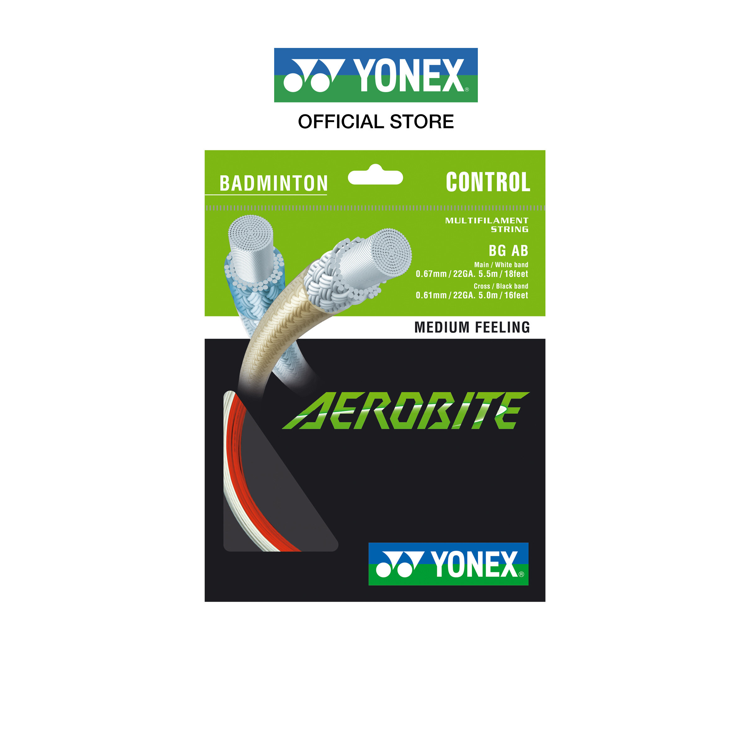 YONEX รุ่น AEROBITE เอ็นแบดมินตัน เอ็นไฮบริด ช่วยให้เพิ่มแรงหมุนของลูกขนไก่ในการตบที่ตบขึ้นและการเล่นลูกหยอด