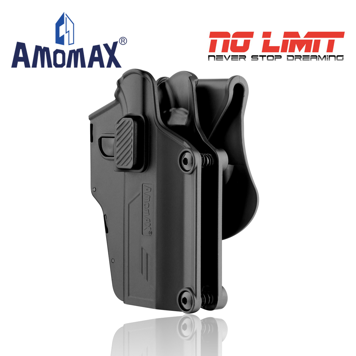 ซองปืน ปลดไว Amomax รุ่น (am-Uh) Multi-Fit Holster ซองแข็ง กันน้ำ ทำจาก Polymer รองรับปืนได้มากกว่า 80 โมเดล ปรับขนาดได้ ซองปรับได้ 360 องศา. 