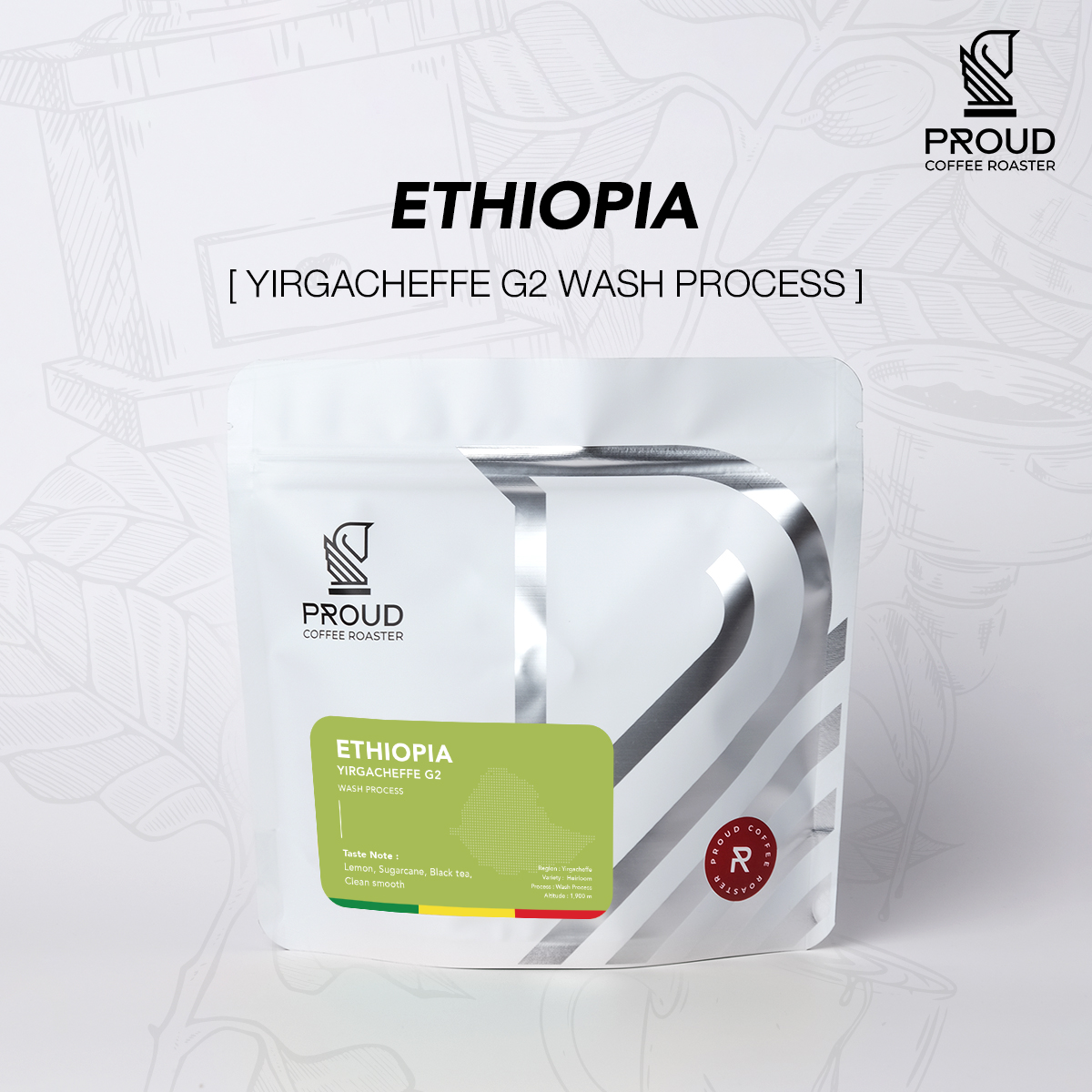 เมล็ดกาแฟเอธิโอเปีย คั่วกลาง Ethiopia Yirgacheffe for Espresso (200 g