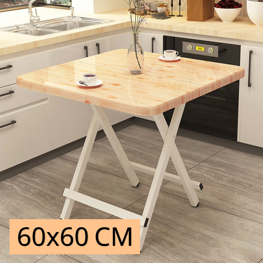 happyshoppp โต๊ะพับได้ โต๊ะอเนกประสงค์ โต๊ะวางของ โต๊ะทำงาน ขนาด 60x60 / 80x80 ซม. พับครึ่งตรงกลางได้ จัดเก็บง่าย ไม่กินพื้นที่ foldable table