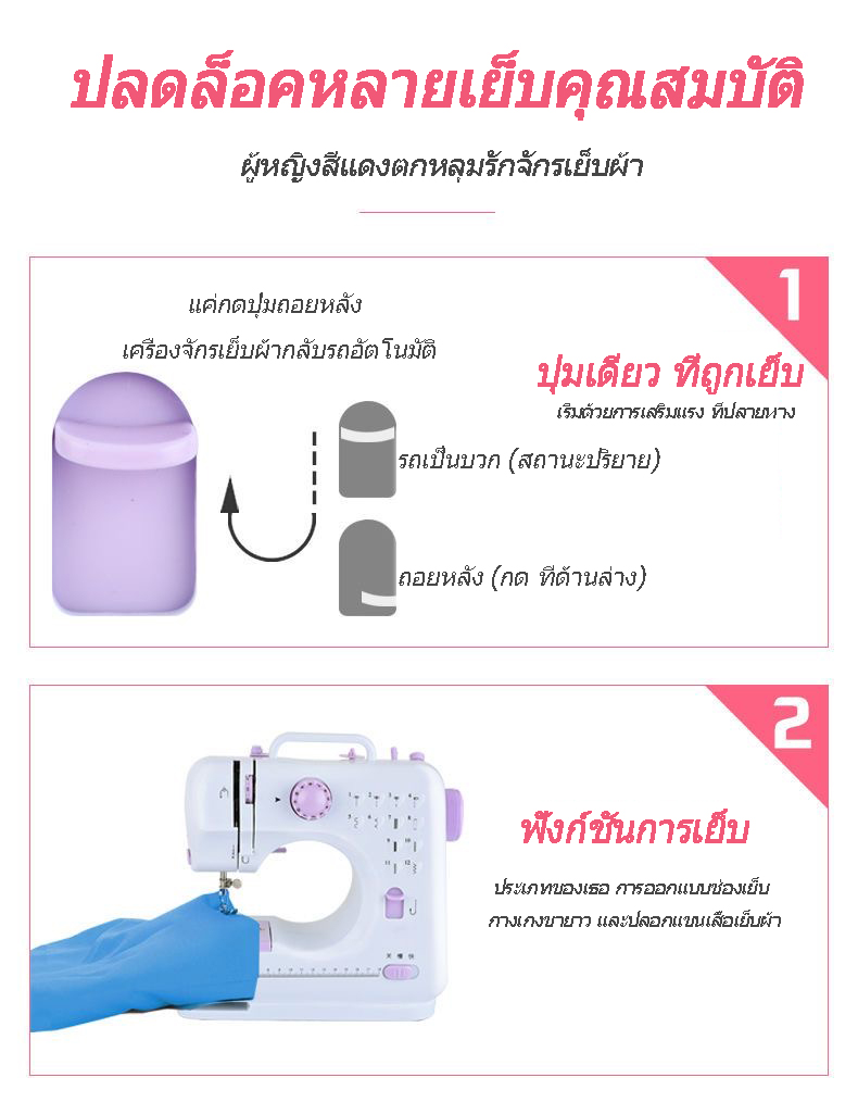 จักรเย็บผ้าขนาดเล็กจักรเย็บผ้าไฟฟ้าอเนกประสงค์จักรเย็บผ้าขนาดเล็ก 202A ...