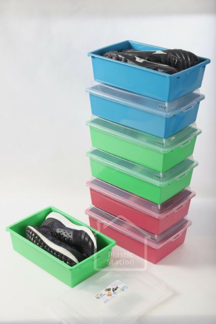 โปรโมชั่น  [แพ็ค12ชิ้น]กล่องรองเท้าพลาสติก ฝาใส คสี รุ่นขายดีที่สุด ราคาถูก กล่อง กล่องอเนกประสงค์ กล่องพลาสติก กล่องรองเท้า กล่องเก็บของ กล่องใส่ของ กล่องมีฝาปิด มีล้อ ใส่ของ