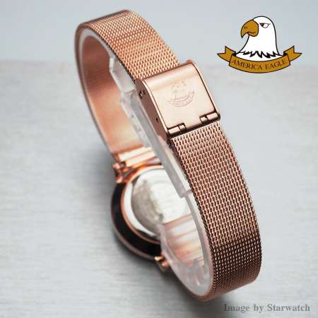 AMERICA EAGLE นาฬิกาข้อมือผู้หญิง สายสแตนเลส รุ่น AE8005L - PinkGold/Black AMERICA EAGLE นาฬิกาข้อมือผู้หญิง สายสแตนเลส รุ่น AE8005L - PinkGold/Black