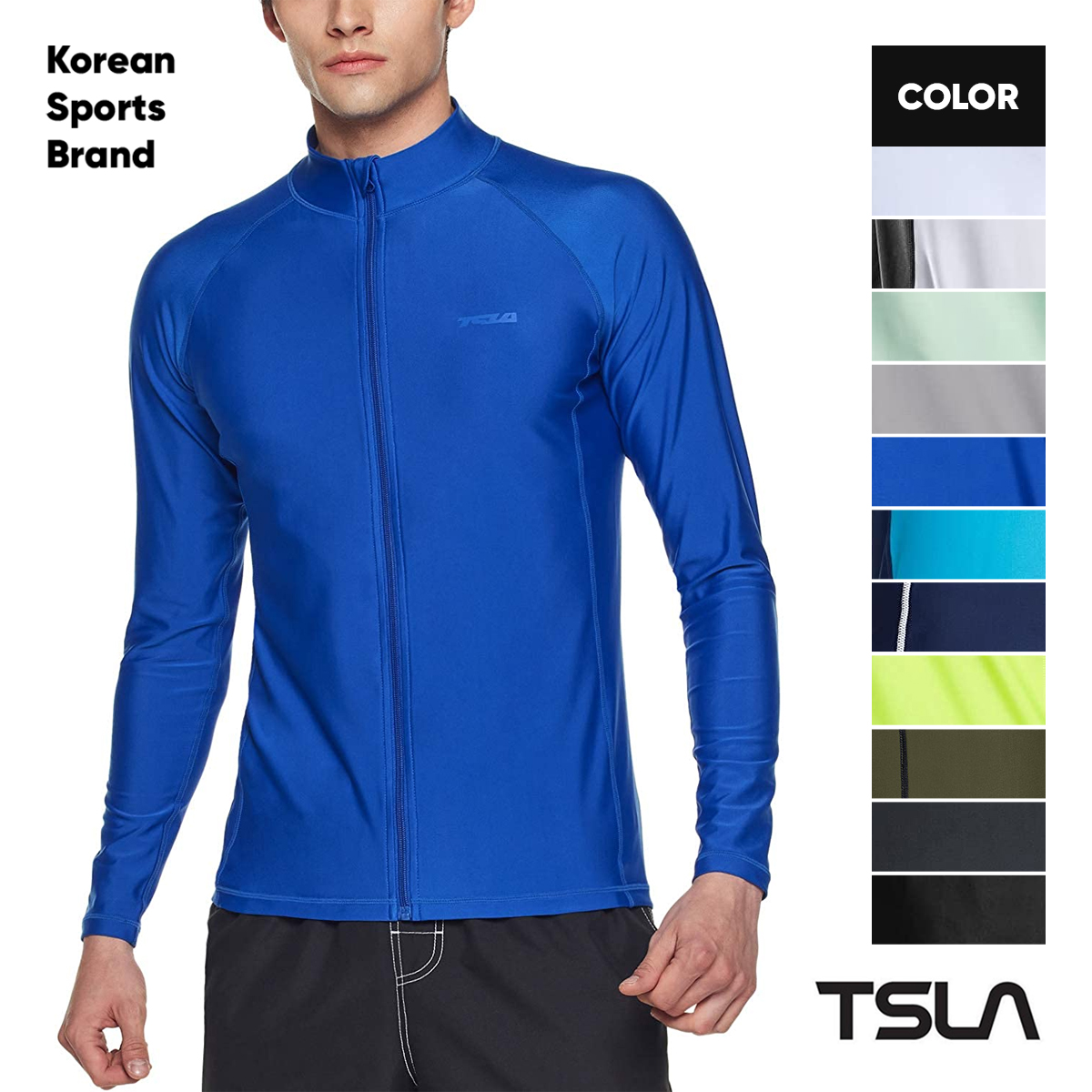 [TSLA] เสื้อแขนยาวผู้ชาย มีซิป Rash Guard UPF50+ UV / Sun Protection ...