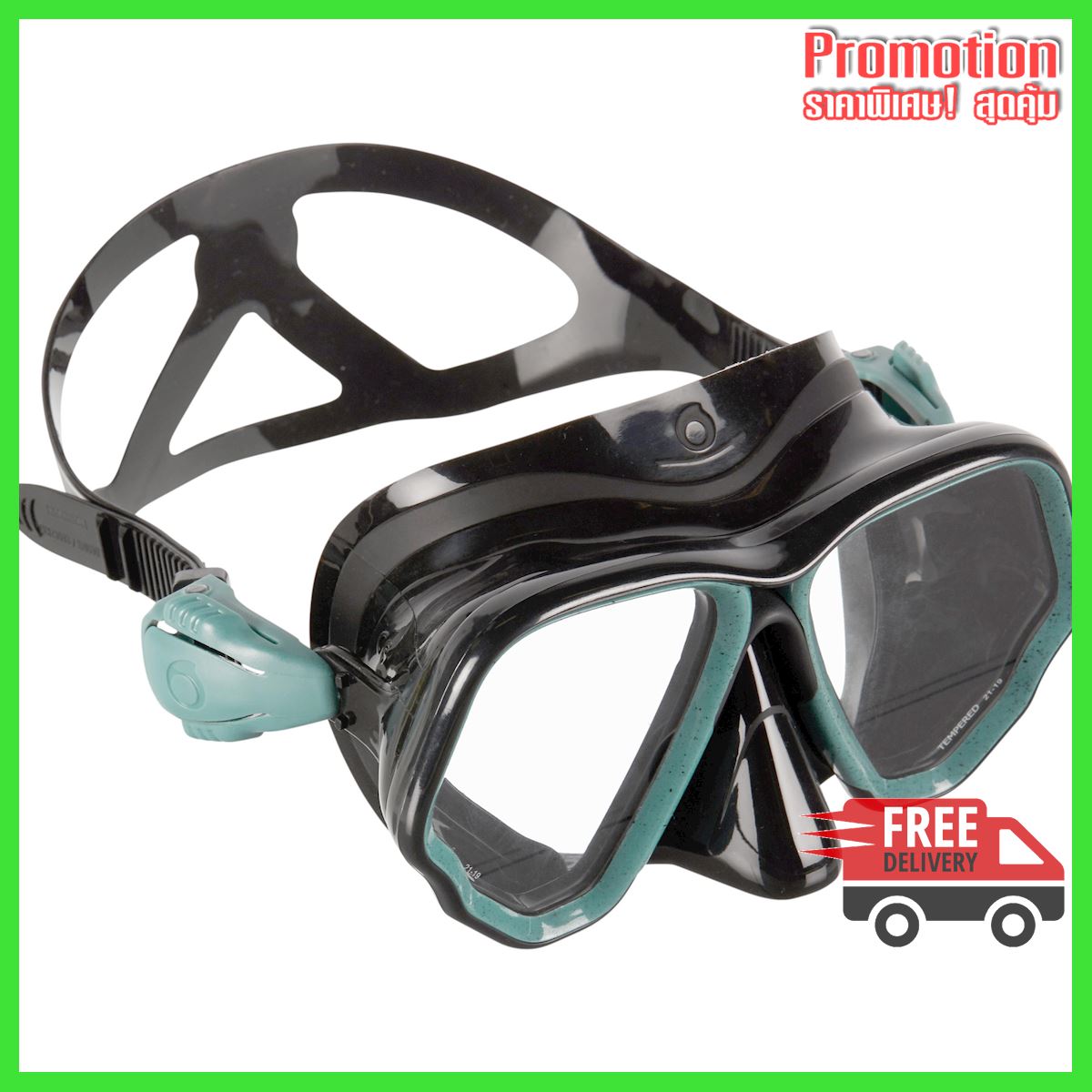 Double-lens sea diving mask SCD 500 - Black Turquoise Blue
