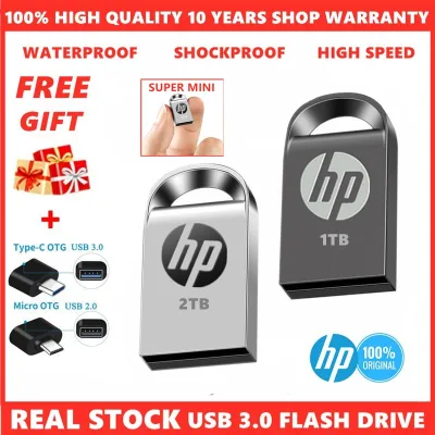 แฟลชไดรฟ์ HP Metal USB Flash Drive 256GB/512GB mini thumbdrive Pendrive 1TB/2TB Flash Memory Stick waterproof Pen Drive usb disk