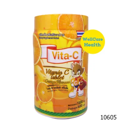 Vita-C วิตามินซีอม1000เม็ด/ขวด​ VITAMIN C 25MG T.MANมีหลายรสให้เลือก 1000 เม็ด/ขวด​ (รสส้ม)