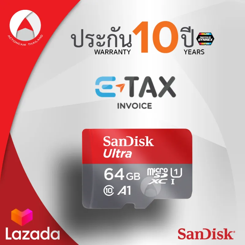 ภาพสินค้าSanDisk Ultra MicroSDXC Card UHS-I Class10 A1 U1 ความจุ 64GB ความเร็วสูงสุด 140 MB/S เมมโมรี่ การ์ด แซนดิส ประกัน 10 ปี Synnex (SDSQUAB-064G-GN6MN) ใส่โทรศัพท์ มือถือ และแท็บเล็ต จากร้าน Actioncam Thailand บน Lazada ภาพที่ 7