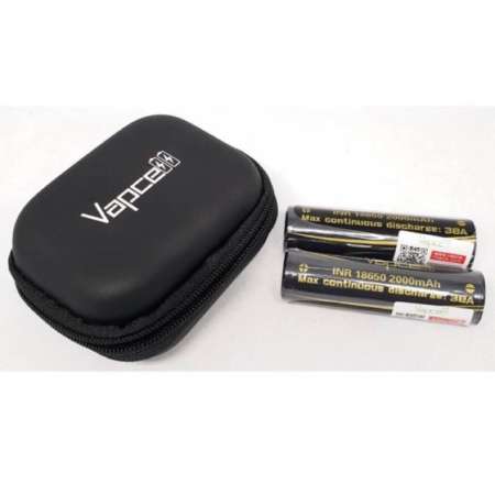 ถ่านชาร์จ Vapcell 18650 สีดำ ความจุ 2000 MAh  38A จำนวน 2 ก้อน ของแท้ แถมกระเป๋าใส่ถ่าน 1 ใบ