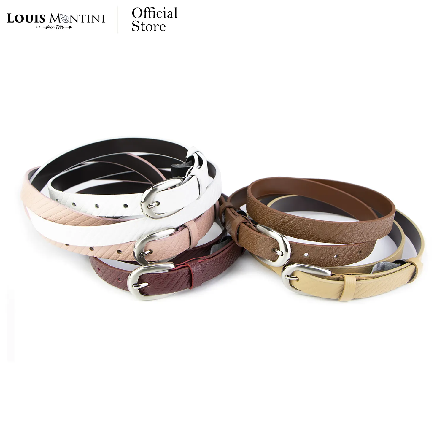 Louis Montini Women's belt เข็มขัดผู้หญิง หนังวัวแท้ เข็มขัดหนังแท้ เข็มขัดแฟชั่นสำหรับผู้หญิง MGW216