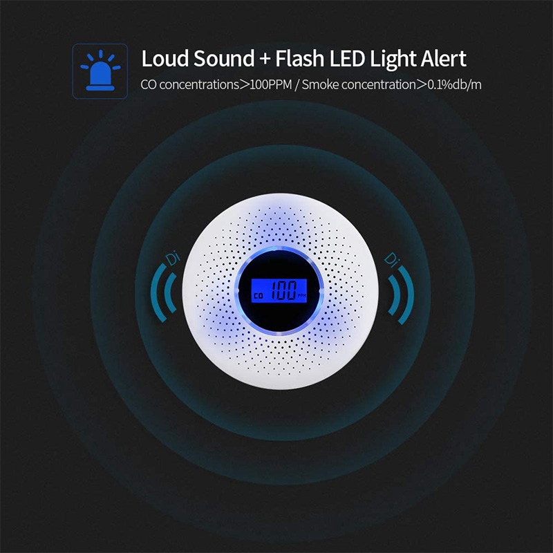 Carbon Monoxide and Smoke Combo Detector Battery Operated CO Alarm with