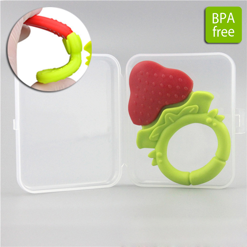 ยางกัดซิลิโคน ยางกัด ยางกัดผลไม้ สำหรับเด็ก อายุ 3เดือนขึ้นไป ปลอดสาร BPA รุ่นใหม่ ด้ามจับโดนัท จับง่าย - แถมกล่องเก็บ