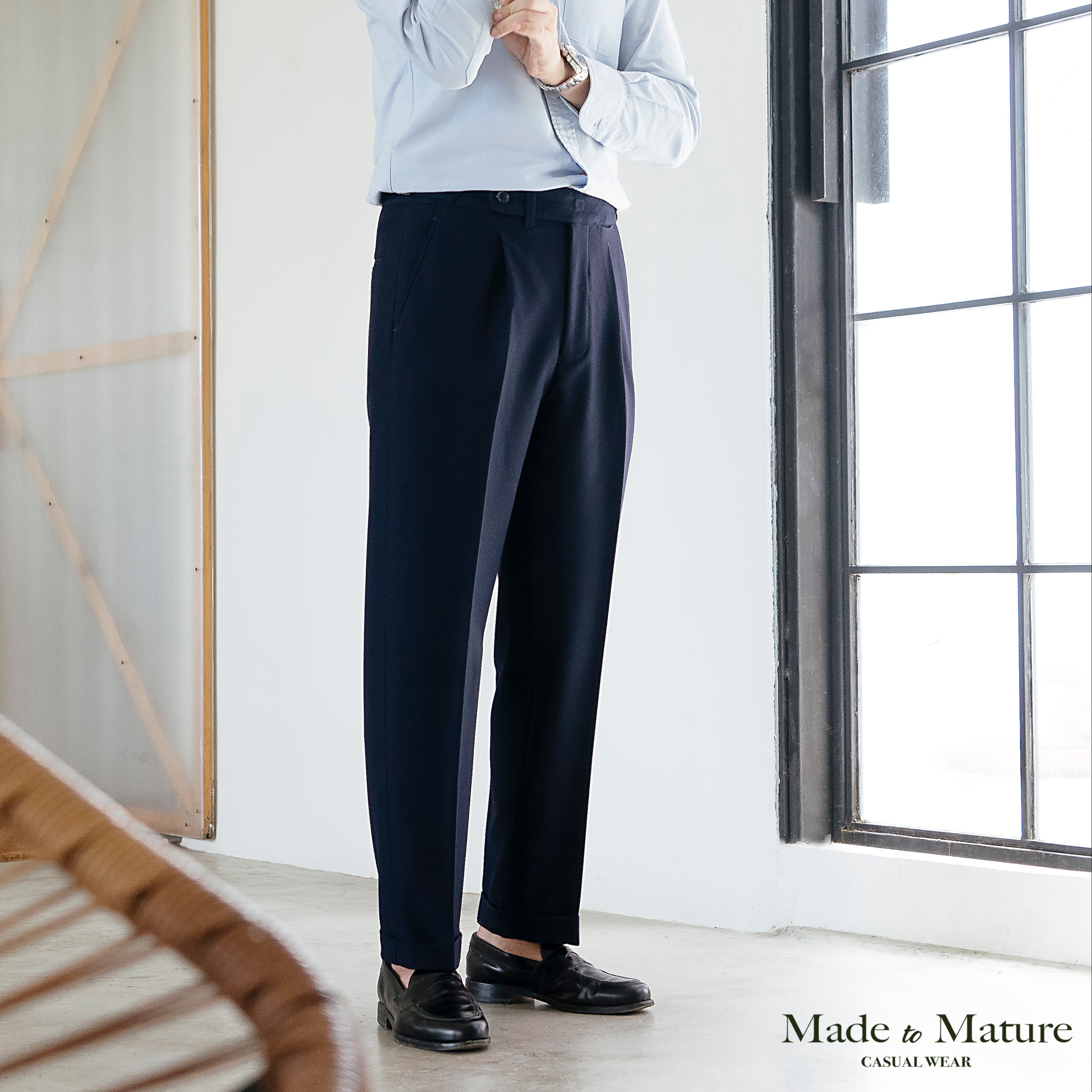 MadetoMature Sartorial Single Pleated “TR” Trouser Navy - กางเกงมีจีบ สีกรม