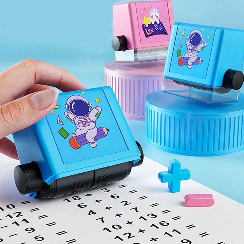 Math Roller Stamp Teacher Stamps 4PCS Roller Digital Teaching Stamp(Addition, Subtraction, Multiplication and Division)
