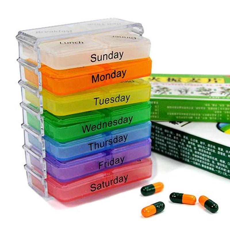 Portable Weekly Pill Case Creative Colorful 7-Layer Folding Medicine Kit Health Care Drug Container Organizer Pill Splitters Box