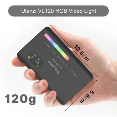 Ulanzi VL120 RGB Video Light ขนาดเล็กแบบพกพา 2500K-9000K LED ชาร์จไฟได้ในตัว