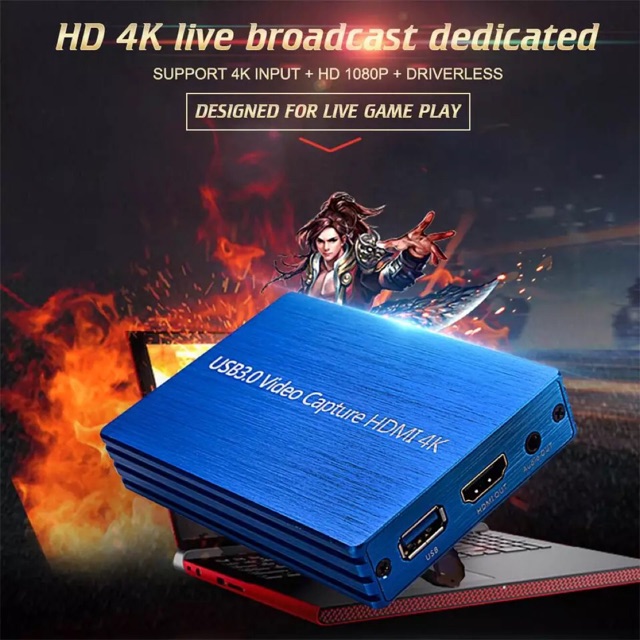 Best saller 4 K HDMI การ์ดเกมจับภาพ 1080P HDMI USB วิดีโอสด 3.0 จับจับ HDMI loop-OUT พร้อมไมโครโฟน Blue hdmi adapter dvi usb สายแปลง cable 4k type c อุปกรณ์แปลง