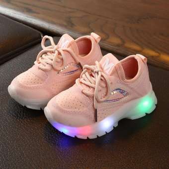 I Need Love ChildrenBaby Girls Boys Breathable Mesh Led Luminous Sport Run Sneakers Shoes