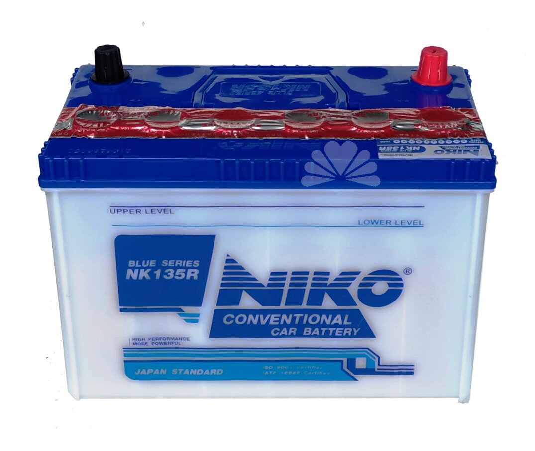 แบตเตอรี่ NIKO NK135R 70AH (เติมน้ำกรดเอง) รุ่นปรับปรุงใหม่ แผ่นกั้นใยแก้ว สำหรับรถกระบะและรถใช้งานทั่วไปที่ใช้ขั้วขวา (R) ***มีใบกำกับภาษี***